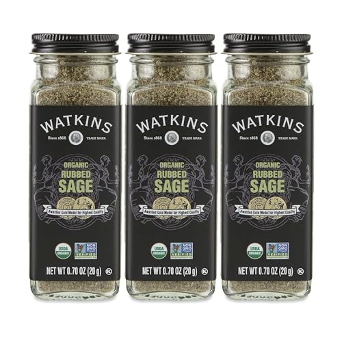 Image of Watkins Gourmet Organic Spice Jar, Rubbed Sage, 0.7 Ounce Jar, 3 Count