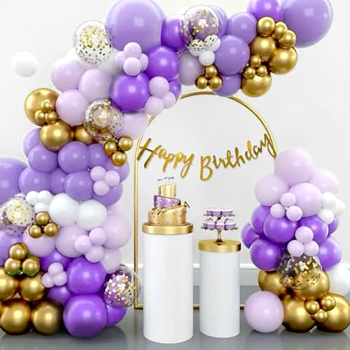 Image of SpecialYou.in 55 Pcs Happy Birthday Decoration Kit For Girls, Pastel Purple Balloons For Birthday Decoration Items, Chrome Metallic Balloons, Bday Decor Items, Balloon Decorations Kit