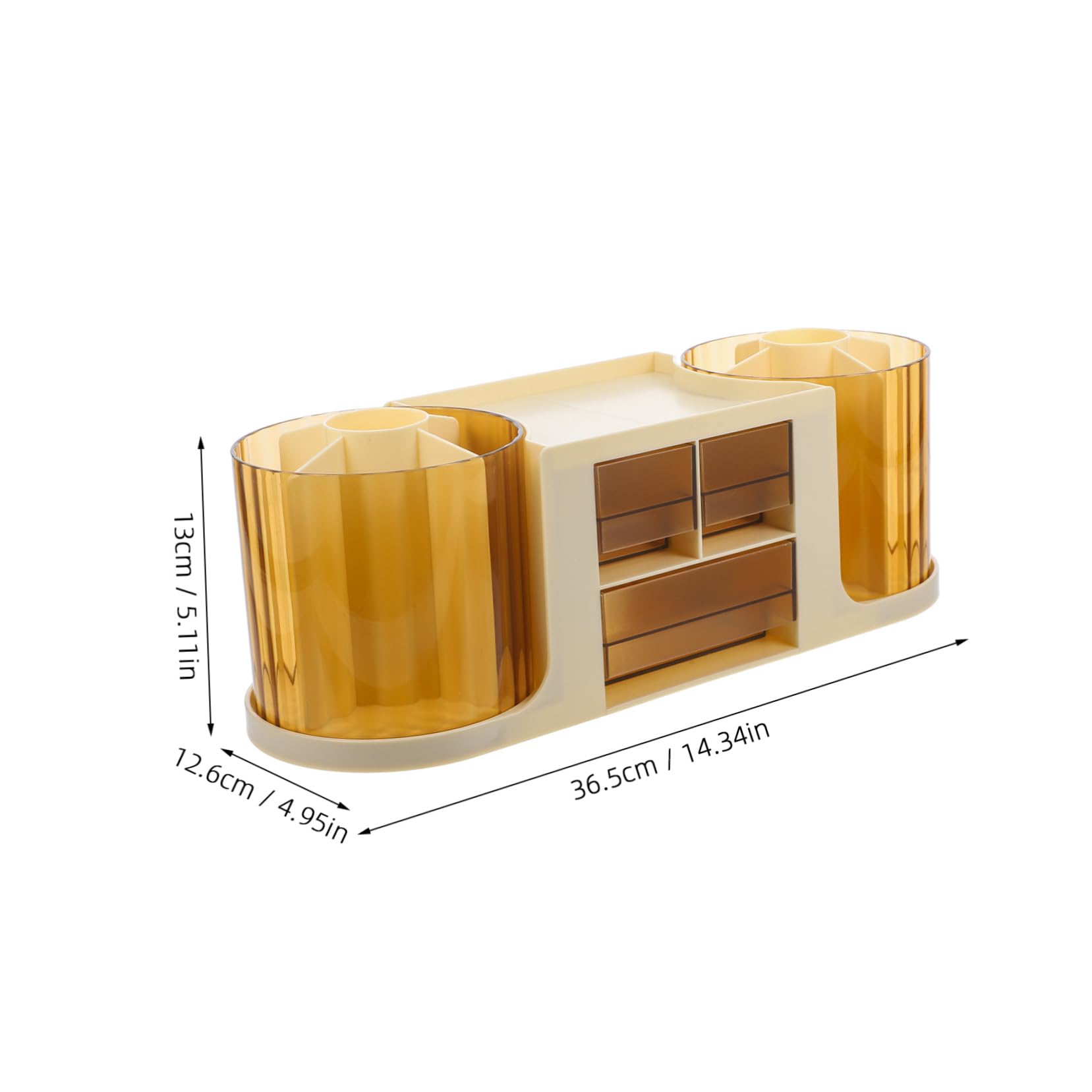 Portapenne Doppio Rotante da Scrivania in Ps Beige, Organizer