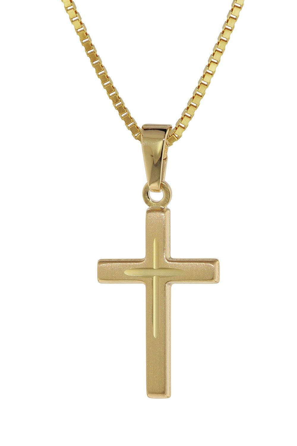 trendor Kreuz-Anhänger Gold 333 8 Kt. + Goldplattierte Silber-Halskette