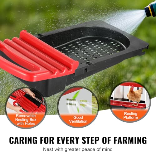 VEVOR Nido per Polli 796 x 525 x 790 mm Nido per Galline a 6 Scomparti, Stabile Resistente alla Corrosione, con Nidi Inclinati, Fori sul Fondo e Piattaforma di Riposo, Adatto a Diverse Razze di Polli - immagine 7