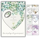 Affiorezuna Cadeaux d’invités de mariage personnalisés, ouvre bouteille aimanté en forme de cœur avec carte de remerciement, cadeau pour invités de bridal shower (lot de 30)