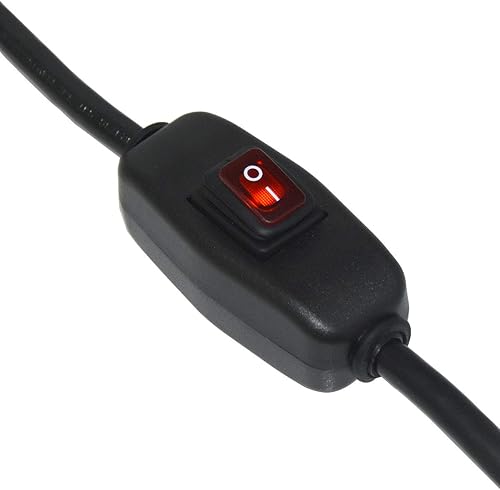 Miniatura 7 de Cable de fuente de alimentación de repuesto resistente de calibre 18 de 6 pies con interruptor en línea de luz indicadora roja, enchufe NEMA 5-15 US