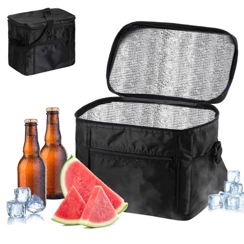 Bolsa Nevera Plegable, 10L Bolsas Térmicas para Comida, con Asas, Cierre y Tapa, Saco Isotermica, Nevera Portatil para Picnic, Barbacoa, Reutilizable