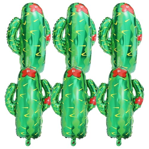YUNHENTONG Globos de Cactus de Aluminio, 6 Piezas Verde, Globos de Cumpleaños, Forma de Cactus del Desierto Niño para Decoración de Fiesta de Cumpleaños