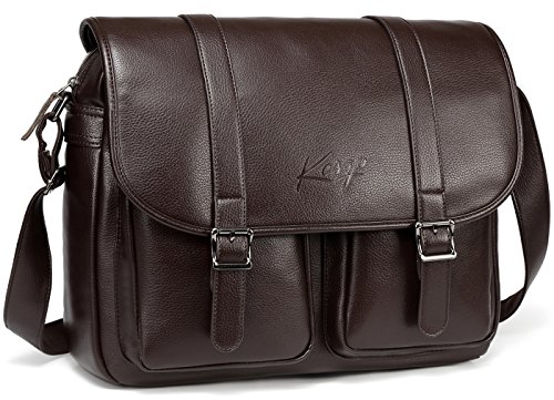 Kasgo Bolso Mensajero Portátil  Impermeable Piel Sintético Bandolera Encaja 14 Pulgadas