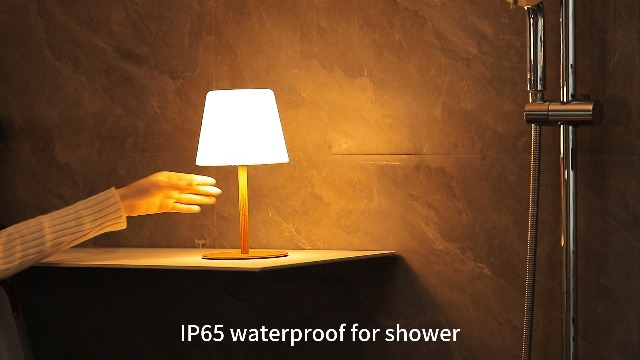Image of IP65 Shower Lamp Waterproof,Cordless Rechargeable Table Lamp Indoor Outdoor | Bathroom Lamp,4000mAh Battery Operated,3 Color Dimming,Touch Desk Light for Bedroom,Bathroom,Bathtub,Kitchen,Patio, Camping