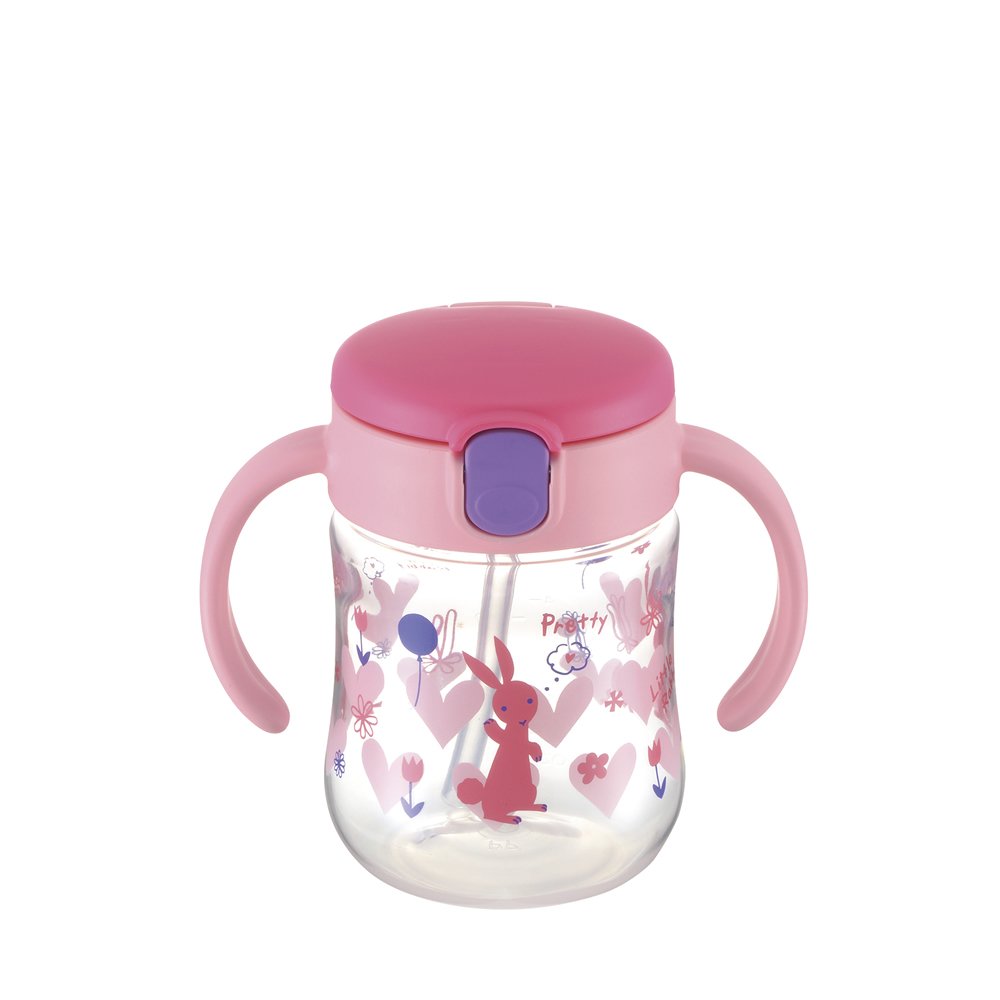Tasse à paille Richell Tri rose avec valve hermétique anti-fuite de 200ml