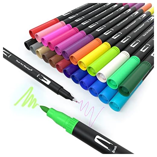 MISDUWA Rotuladores lettering 24 colores rotuladores punta fina, rotuladores doble punta brush pen para acuarelas dibujos y coloreado