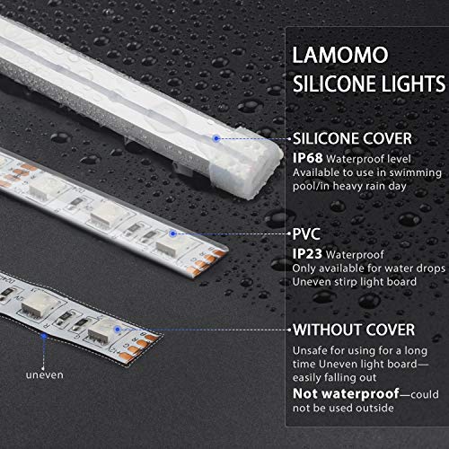 Led Neon Rope Light Dimmable Led Strip 12V 6000K White Led Strip Lights, Lamomo 16.4 Ft/5m IP68 Waterproof Silicone Rope Light for Indoor/Outdoors Home Decoration/DIY  - Thumbnail 4