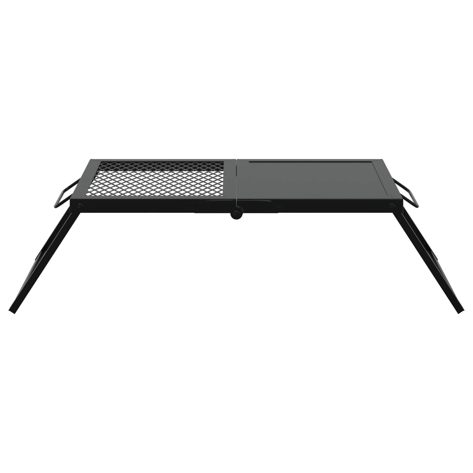 Griglia da campeggio pieghevole, nera, 31,5 x 26,5 x 4 cm | Acciaio legato resistente, manici in ABS, uso esterno giardino, balcone, cortile