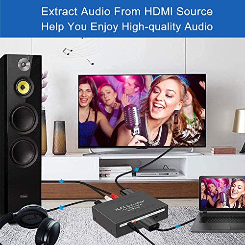 Image of Microware HDMI Audio Extractor With 3.5mm Stereo Output, HD 1080P 3D, 5.1 CH Converter Splitter, Optical TOSLINK SPDIF and L /R Audio Support