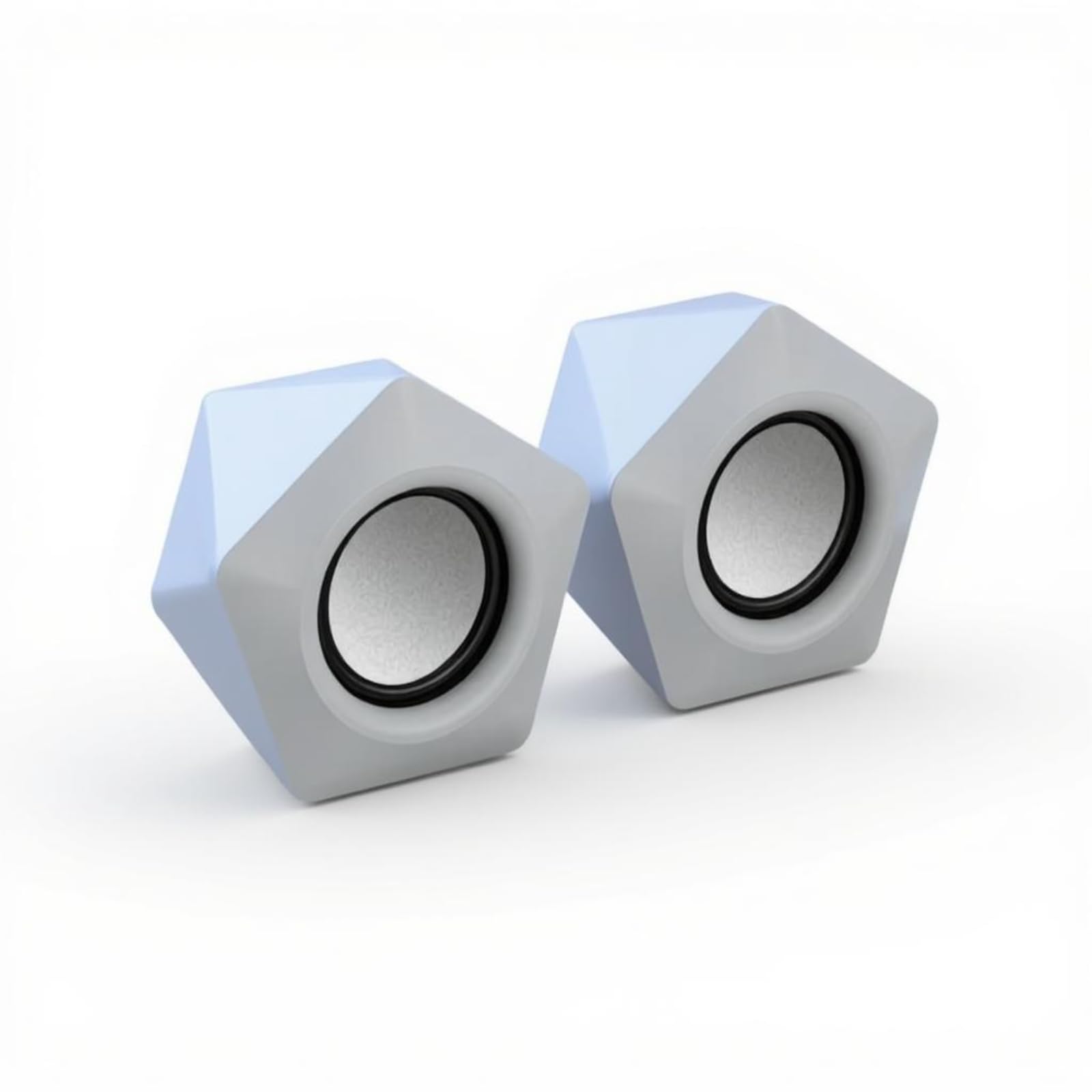 Computer Speakers, Linked Deep Bass, Stereo Pair 2, for Desktop Laptop PC Ivory White Wired-image-46