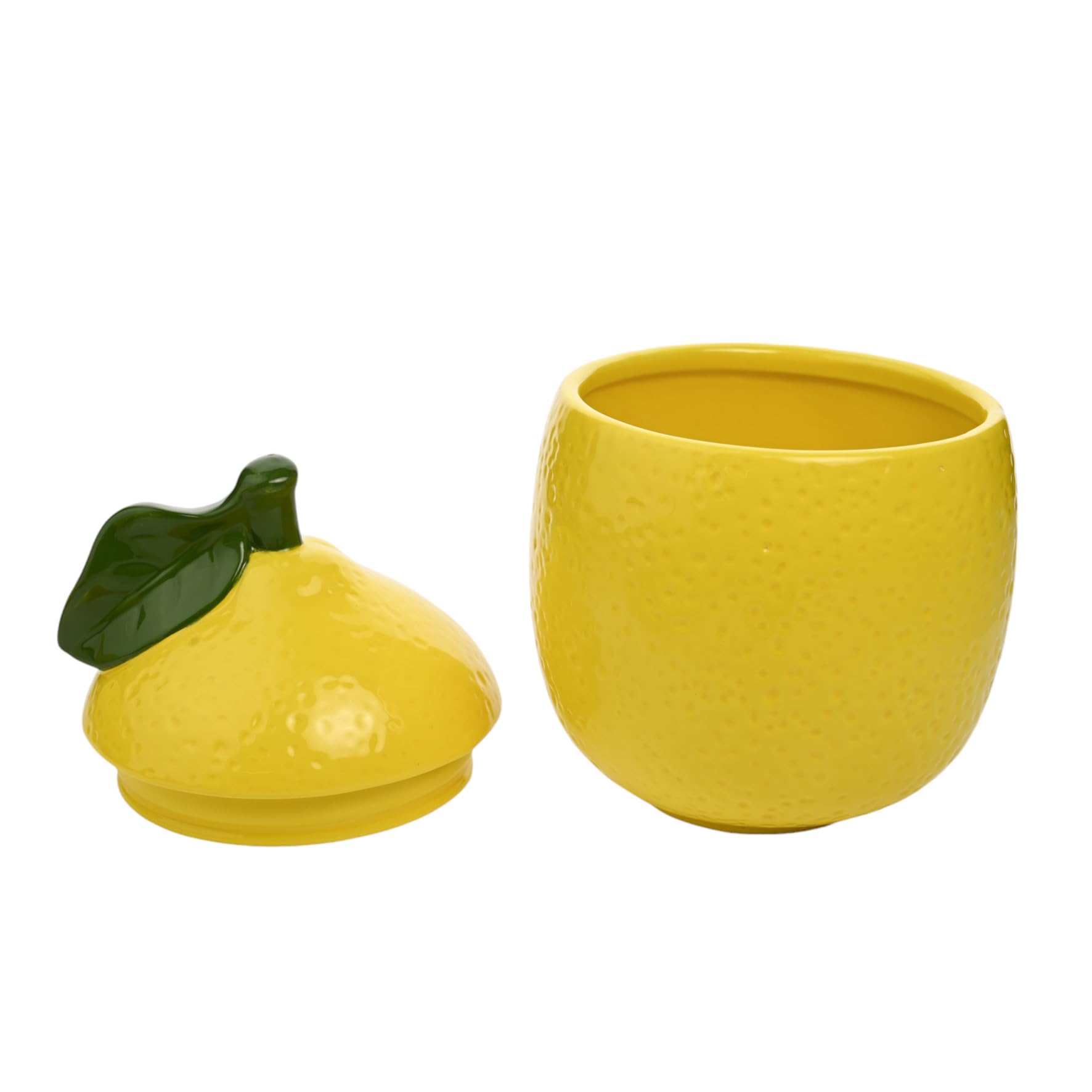 Widdop and Co Hestia - Lemon Kitchen Storage Jar - Ceramic Spring/Summer Food Container for Gifting & Homeware - H: 19 x W: 13cm.