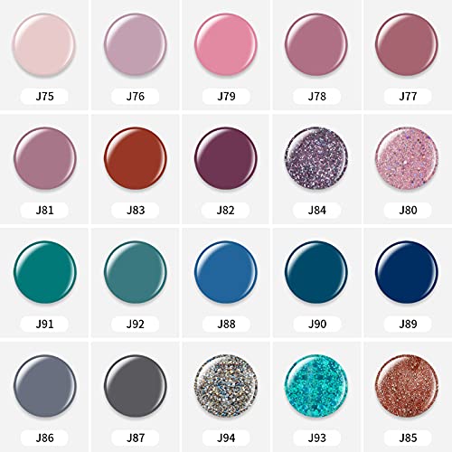 TOMICCA Gel Nagellack Set 20 Farben Gel UV Nagellack Rosa Blau Grün Töne Gelnägel Glitzer UV Gellack mit Base Coat Glanz… – Bild 3