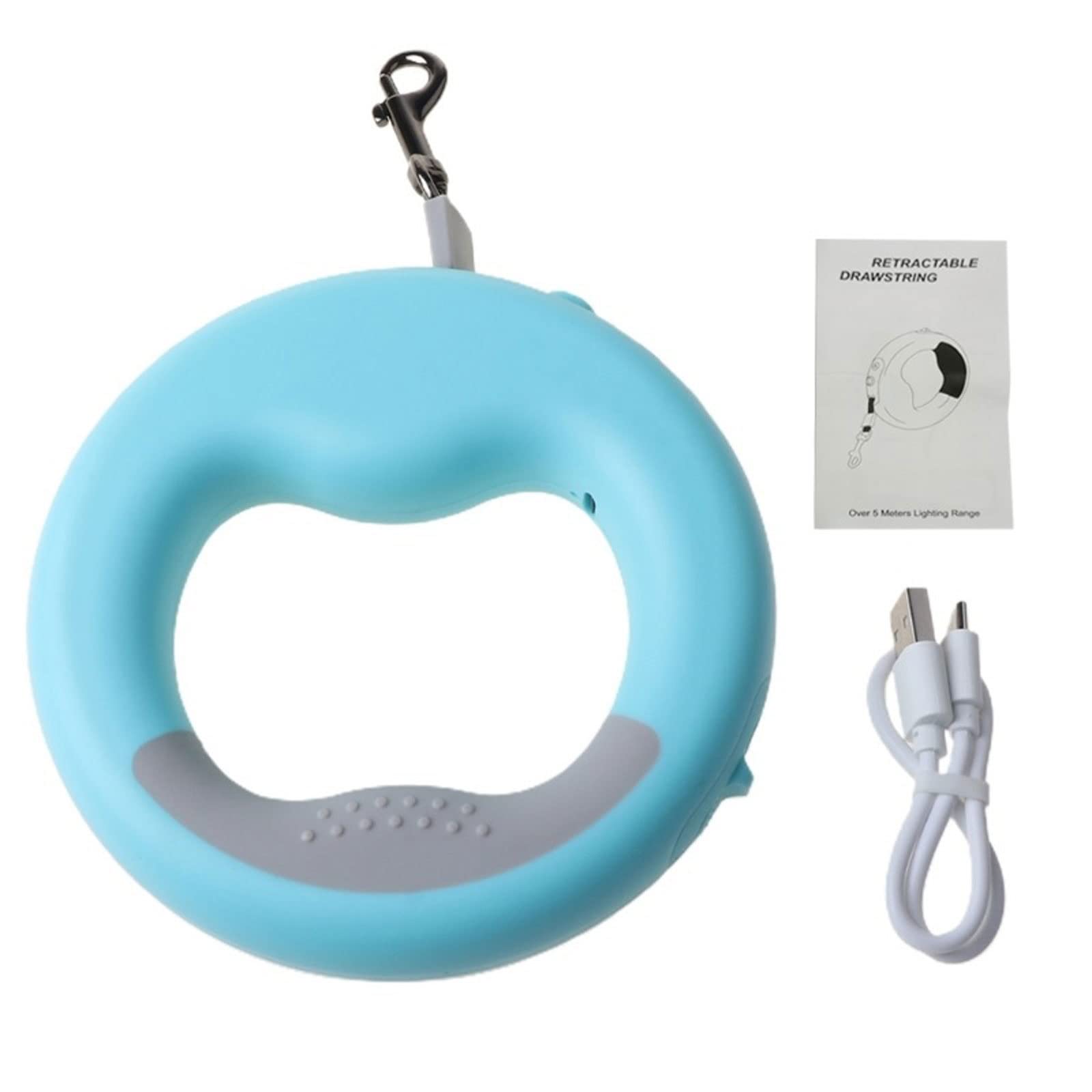 XIANGFAGS Correa Perro Q0KF Durable Automático Retráctil Mascota Cachorro Cuerda de tracción Caminar Perro Correa Correa con luz LED Recargable