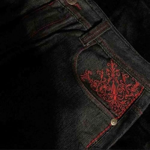 Men's Hip-hop Retro Skull Embroidered Washed Denim Pants Y2K Jeans Gothic Straight Tube Loose Wide Leg Pants4