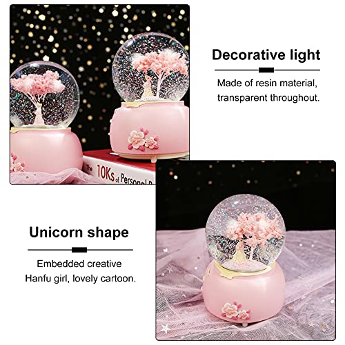 Chinese Musical Balls 1Pc Luminous Snowflake Music Box Ornament Ancient Style Hanfu Girl Crystal Home Decor For Celebration Party Snow Crystal Globe Sphere #TOP2