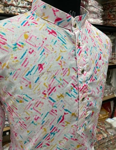 Image of FOXDX Men's Traditional Cotton Floral Printed Only Kurta