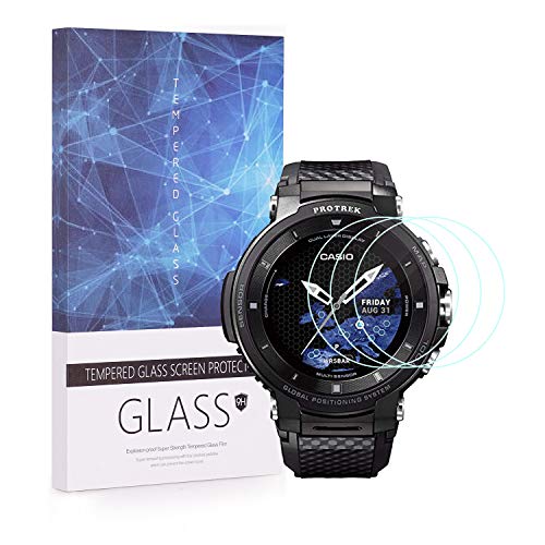 BECEMURU Casio Pro Trek Smart Horloge WSD-F30 Screen Protector 9 H Volledige Dekking Screen Gehard Glas Protector voor Casio Pro Trek Smart Horloge WSD-F30 (3 Pack)