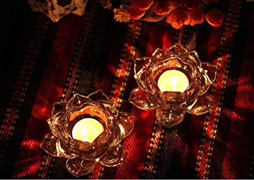 Mirakii Glass Lotus Tealight Candle Holder – Crystal Clear Decorative Diya for Home, Festive Decor, and Gifting Pack of 1 - Image 4 thumbnail