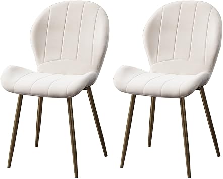 Dining Chairs Dining Chai 2PCS Dining, Comfortable Soft Flannel Back, Iron Bracket Desk, Multifunctional Leisure-Black feet-B,B,Golden feet
