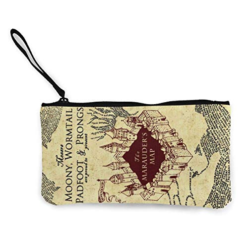 shibeili El cartel de Merodeador 'Mapa Hombres y mujeres lindos disponibles Moda Personalidad linda Bolso de lona Cremallera Multiuso Viaje Cosmético Bolsa de teléfono móvil con bolso de muñeca, bille