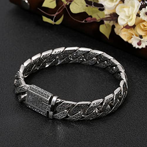 S925 Sterling Silver Eternal Vine Bracelet for Men, length 7.87 inch - 8,66 inch, width 0,47 inch2