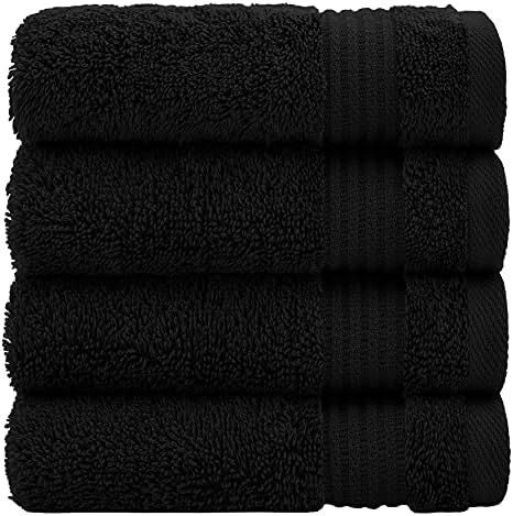Cotton Paradise Washcloths for Bathroom, 13 x 13 Inch 100% Turkish Cotton Towels Soft Absorbent Luxury Washcloths, Small Hand Face Towels, Black Washcloths