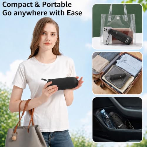 Image of BAODINI Travel Mini Umbrella for Purse with Case-Small Compact UV Umbrella Protection Sun-Lightweight Tiny Pocket Umbrella with Case for Women, Girls