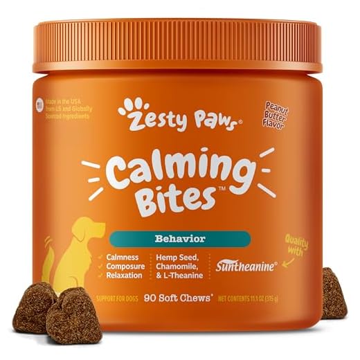 Zesty Paws Calming Chews for Dogs Composure & Relaxation for Everyday Stress & Separation Peanut Butter 90 Count