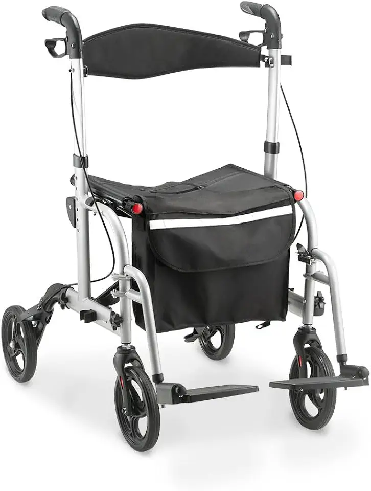 Dellamed - Andador para Idoso Adulto com Rodas e Assento Dobrável 135kg D15