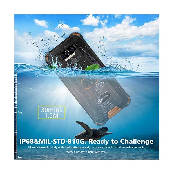 OUKITEL WP5 Pro Rugged Cell Phone Unlocked, 4GB +64GB 8000mAh Android 10 Smartphone IP68 Waterproof 5.5" HD+ Triple Camera Global Version 4G LTE GSM AT&T T-Mobile Metro PCS Face ID Fingerprint