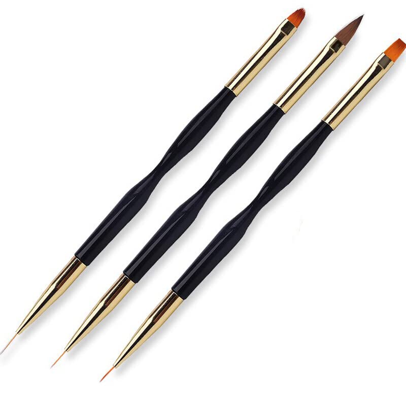 Generic 3Pcs Acrylic French Stripe Nail Art Liner Brush Set 3D Tips Manicuring Ultra-Thin Line Drawing Pen Gel