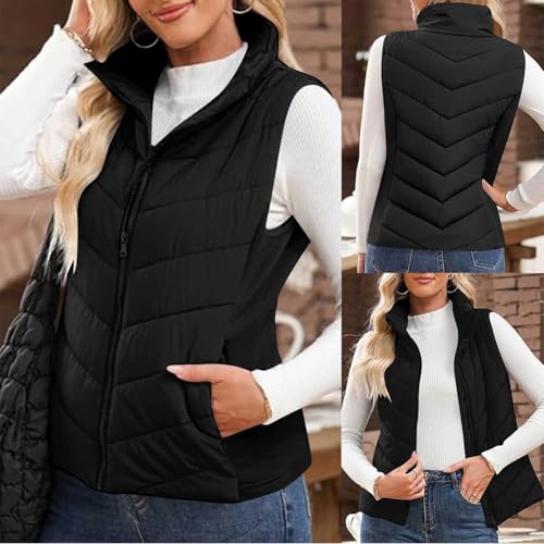 ELEGY Puffer Vest Women Sleeveless Zip up Outerwear, Cozy Without Bulk, Lightweight Stand Collar Quilted Vest Jacket4