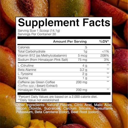 Image of RAW Nutrition - Essential Pre - Chris Bumstead Pre Workout Formula, Sports Nutrition Pre-Workout Powders | Men & Womens Drink, Energy Powder for Working Out (Peach Mango)