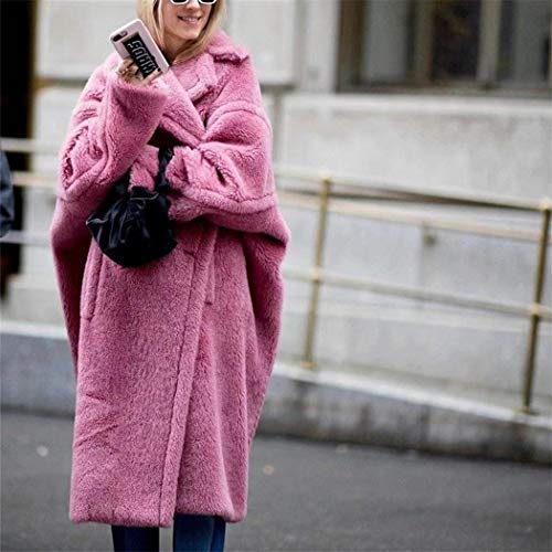 Pink Long Teddy Bear Coat,Women Winter Warm Faux Fur Jacket,Ladies Teddy Outdoor Overcoat2