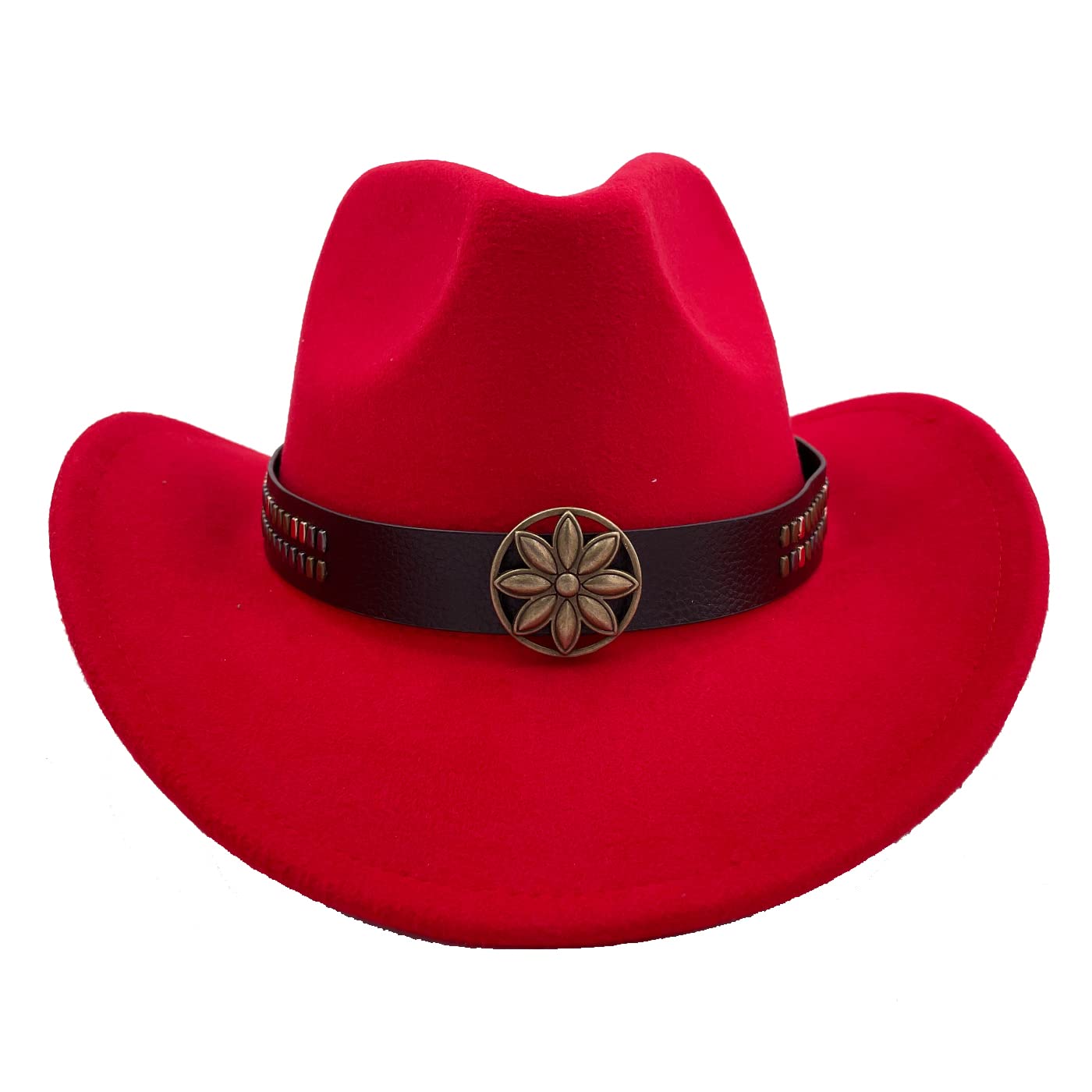 Sandy Ting Men & Women's Felt Hat Wide Brim Western Outback Style Cowboy Hat Red