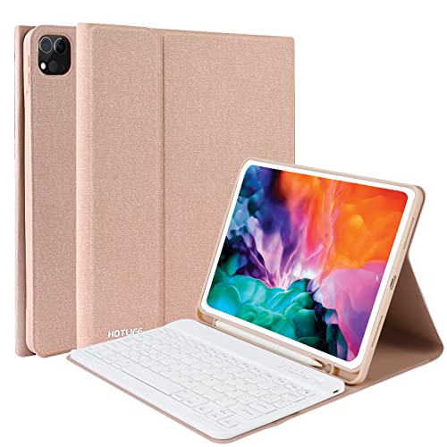 Capa com teclado para iPad Pro 11" 2021/2020/2018, capa com teclado espanhol Ñ para iPad Air 5/4 10.9 2022/2020, capa com suporte para lápis para teclado Bluetooth sem fios destacável (champagne ) Cover
