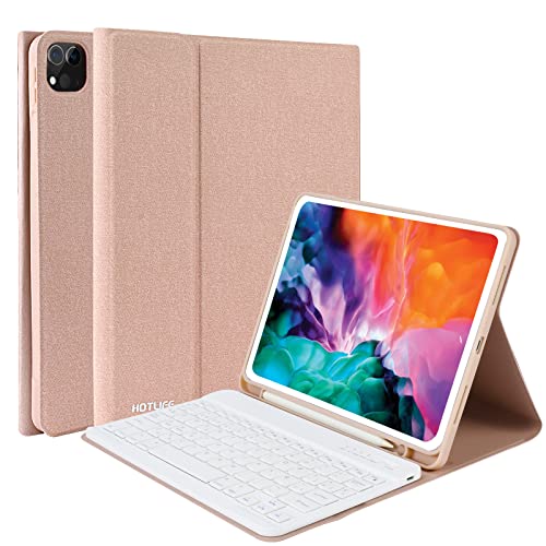 Capa com teclado para iPad Pro 11" 2021/2020/2018, capa com teclado espanhol Ñ para iPad Air 5/4 10.9 2023/2020, capa com suporte para lápis para teclado Bluetooth sem fios destacável (champagne )