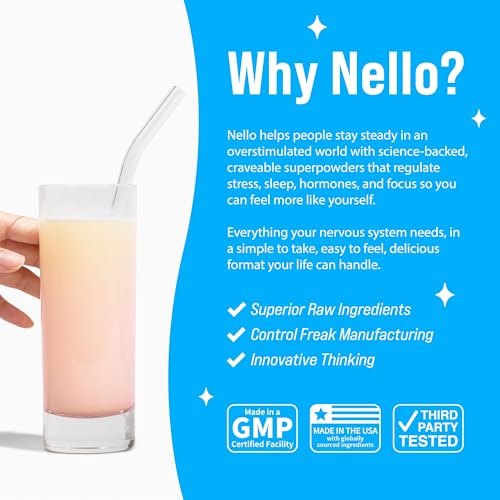 Image of Nello Supercalm Powdered Drink Mix, Cortisol Reducer* and Sleep Aid Supplement, L Theanine, Ksm-66 Ashwagandha, Magnesium Glycinate, Vitamin D 3, No Sugar, Non GMO, On The Go, 20 Ct, Passion Colada