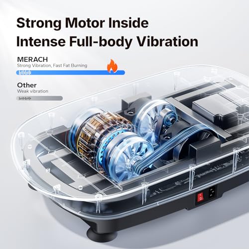 Image of MERACH Vibration Plate Exercise Machine, Curved Vibration Plate for Lymphatic Drainage Weight Loss, Vibrating Plate with Real-Time Calorie Tracking on LED Display, Workout Equipment for Home Women Men