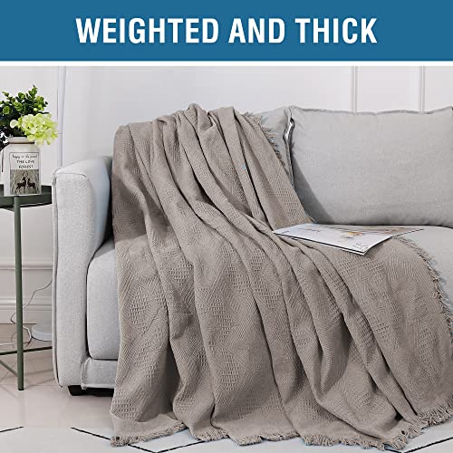 H.VERSAILTEX Cotton Sofa Covers Couch Cover Sofa Slipcover for Most Shape Sofas, Feature Thick Woven Jacquard Seamless with Tassels, Multi-Use Decorative for Couch (XX-Large: 91" x 134", Sand) - Image 6
