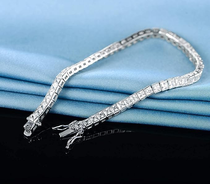 Gemsme White Gold Plated Square Bracelet for Women Classic Hypoallergenic 3.0mm Cubic Zirconia Tennis Bracelets 6.0/6.5/7.0/7.25/7.5/8.0 Inch - Image 4