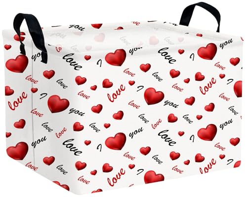 Image of Large Valentine's Day Basket Heart Shaped Storage Bin for Gifts Collapsible Organizer Room Decor (3D Love)