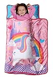 Baby Boom Funhouse Unicorn Kids Nap Mat Set – Includes Pillow and Fleece Blanket – Great for Girls Napping during Daycare or Preschool - Fits Toddlers, Pink