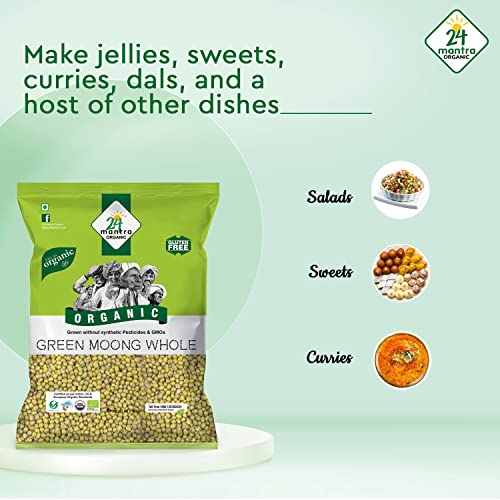 Image of 24 Mantra Organic - Green Moong Whole /sabut /saboot, 1kg (Pack of 5)