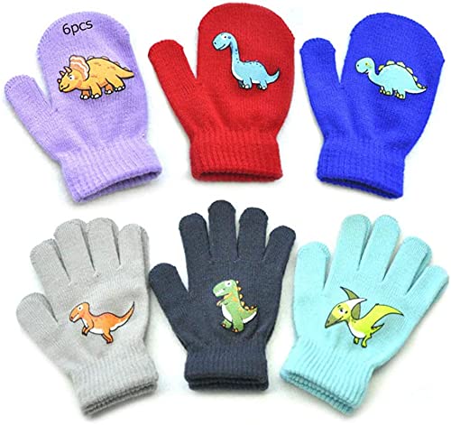 BluVast Strickhandschuhe Kinder, Kinder Handschuhe Winter, 6 Stücke Kinder Handschuhe, Stricken Fingerhandschuhe Kinder, Fingerhandschuhe Kinder, Unisex, Täglicher Gebrauch Cover