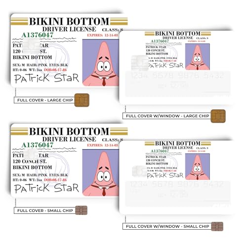 Patrick License Credit Card Skin Debit Card Stickers for Key, Debit, Credit, Bank Card 4PCS Card Skin for Adults2