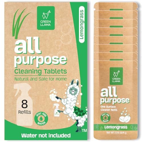 Eco-Friendly and Sustainable All-Purpose Refill Tablets | 8-Pack | Lemon Grass Scent | Natural Cleaning Solution for Home with Certified Compostable Packaging